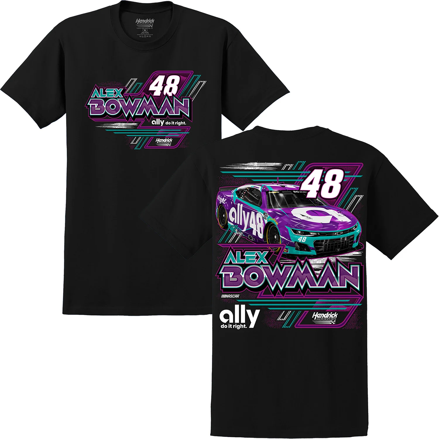 Alex Bowman 2026 Ally Bolt Black 2-Spot Classic Ink T-Shirt