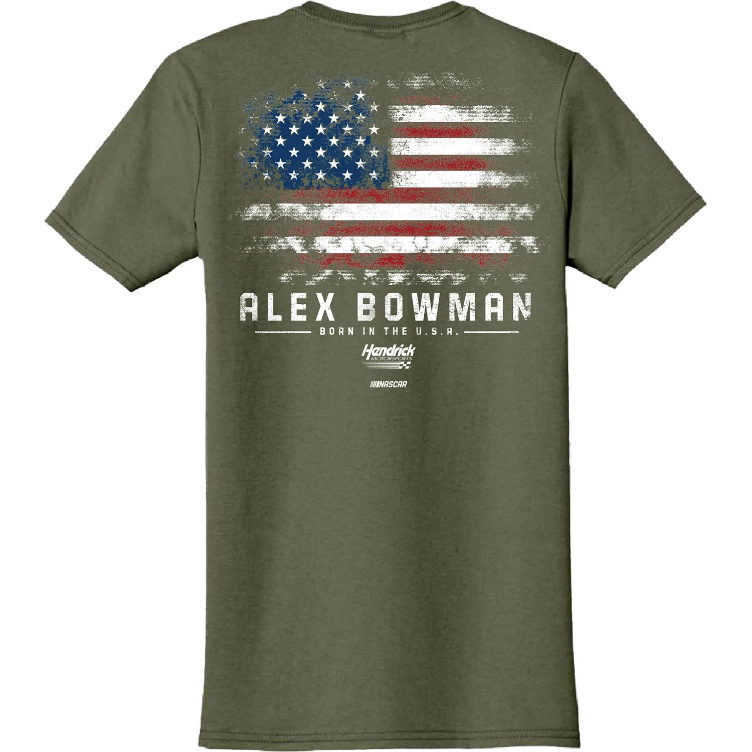 Alex Bowman 2026 Born in the USA Military Green #48 Exclusive Patriotic T-Shirt - Image 3