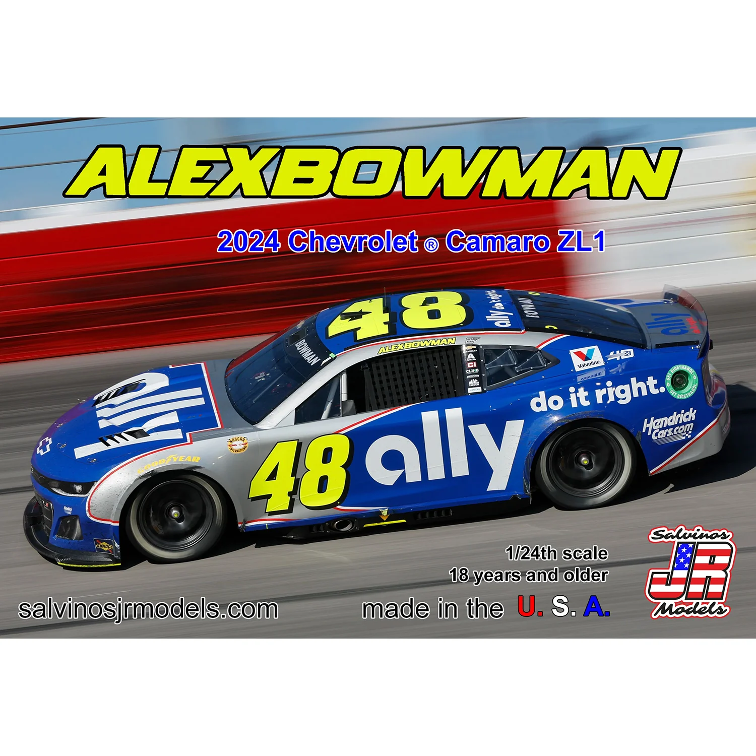 Alex Bowman Darlington Throwback 1:24 Adult Salvinos JR Model Car Kit - Sale