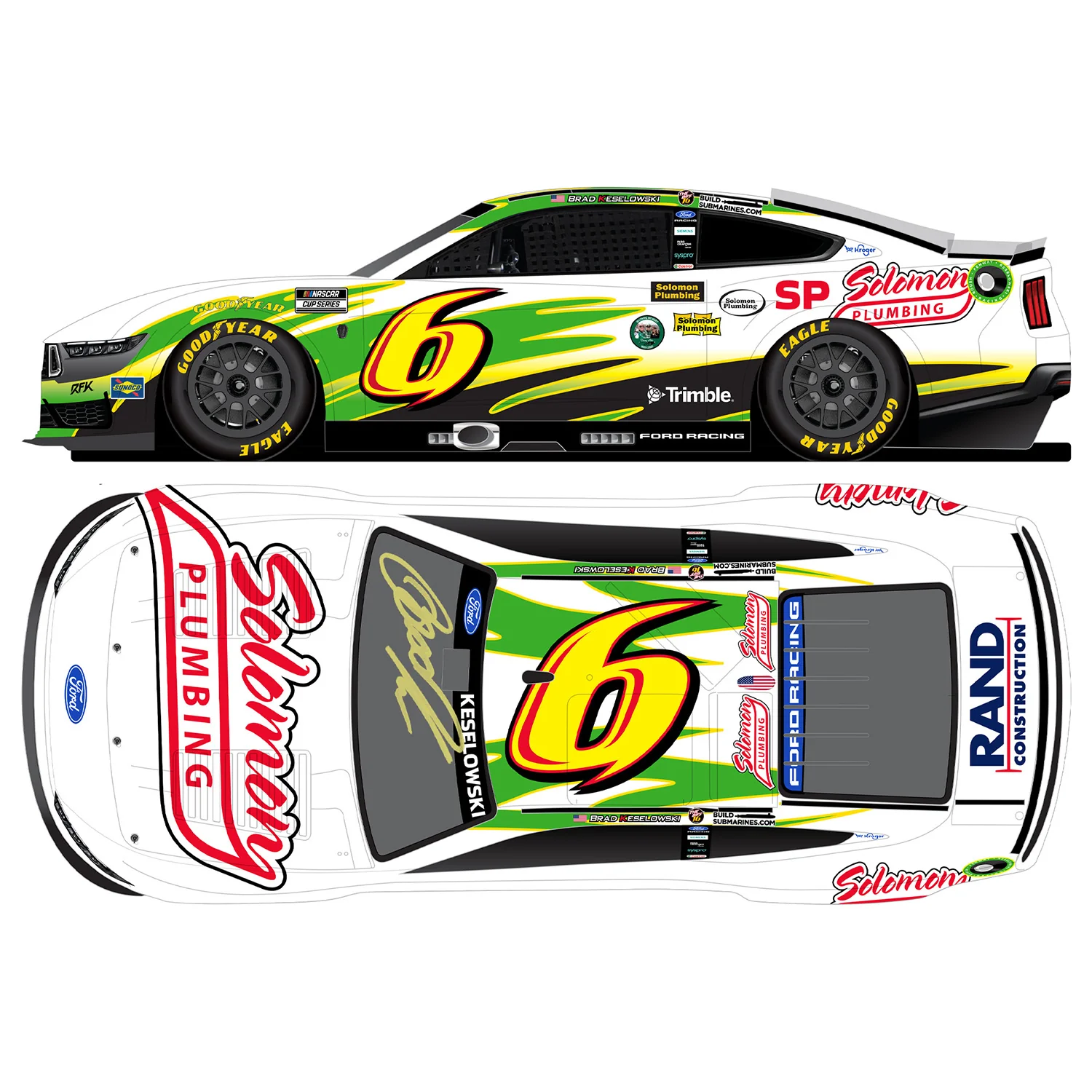 Brad Keselowski Autographed Darlington Throwback to 2010 Greg Biffle 1:24 Standard 2026 Diecast Preorder - Currently Projected October