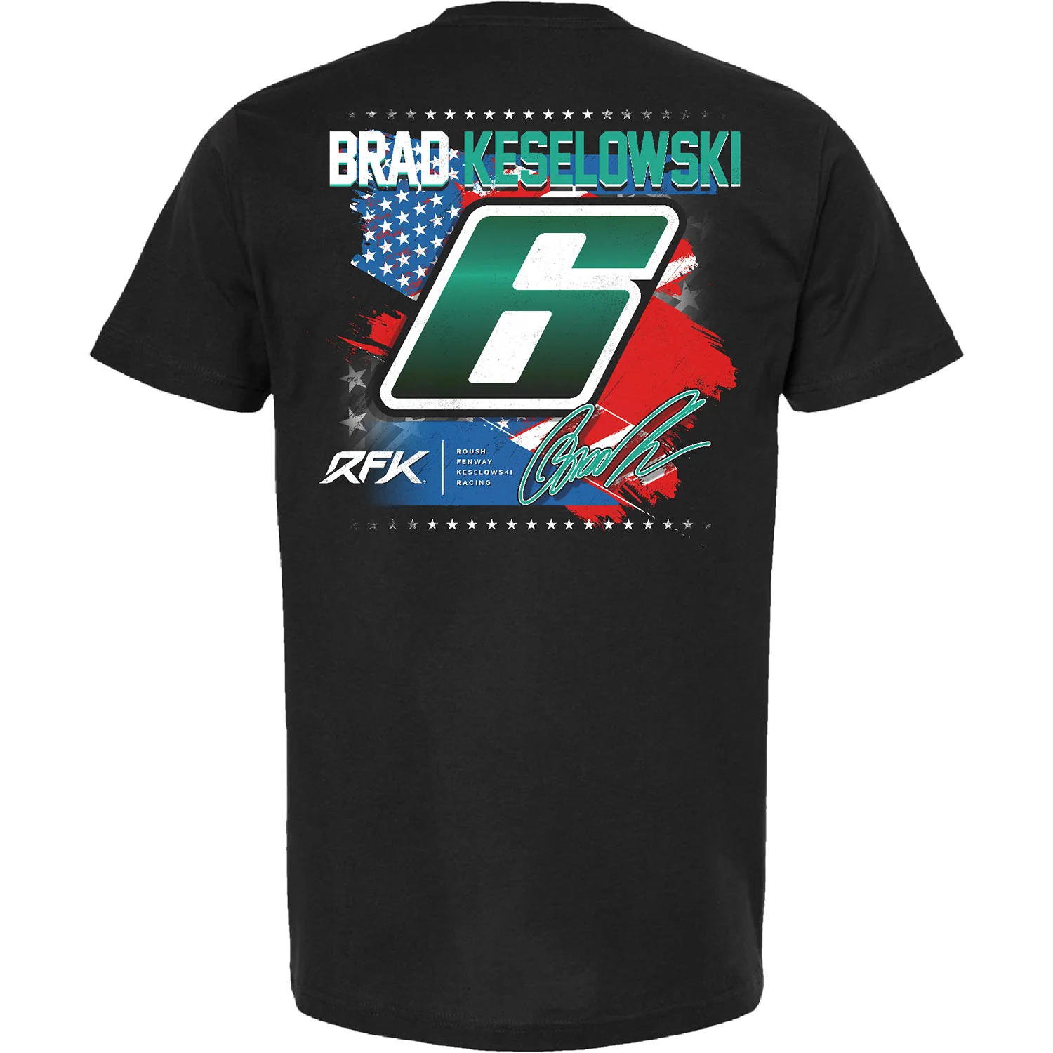 Brad Keselowski BuildSubmarines Patriotic Car T-Shirt Black - Image 3