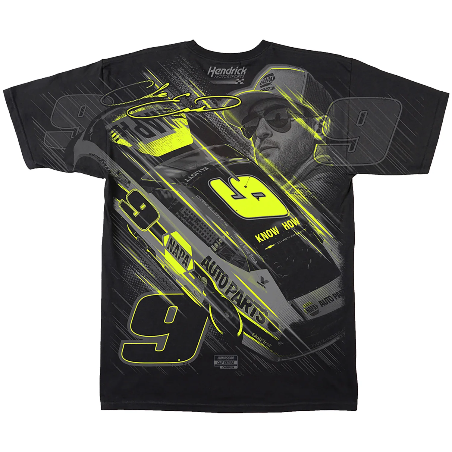 Chase Elliott 2026 NAPA Total Print Classic Ink T-Shirt Black - Image 3