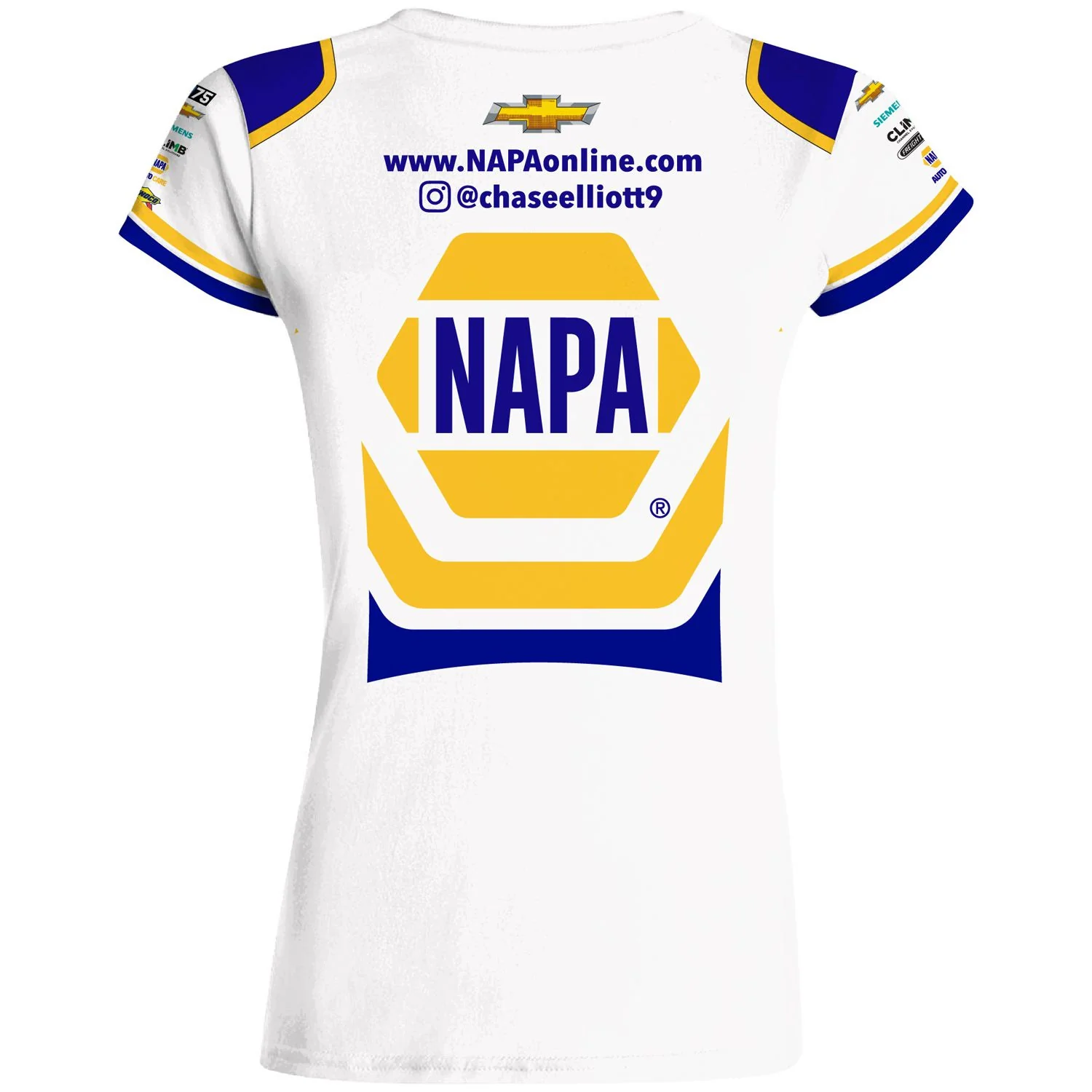 Chase Elliott Women's NAPA Sublimated Uniform Pit Crew Ladies T-Shirt White - Sale - Image 3