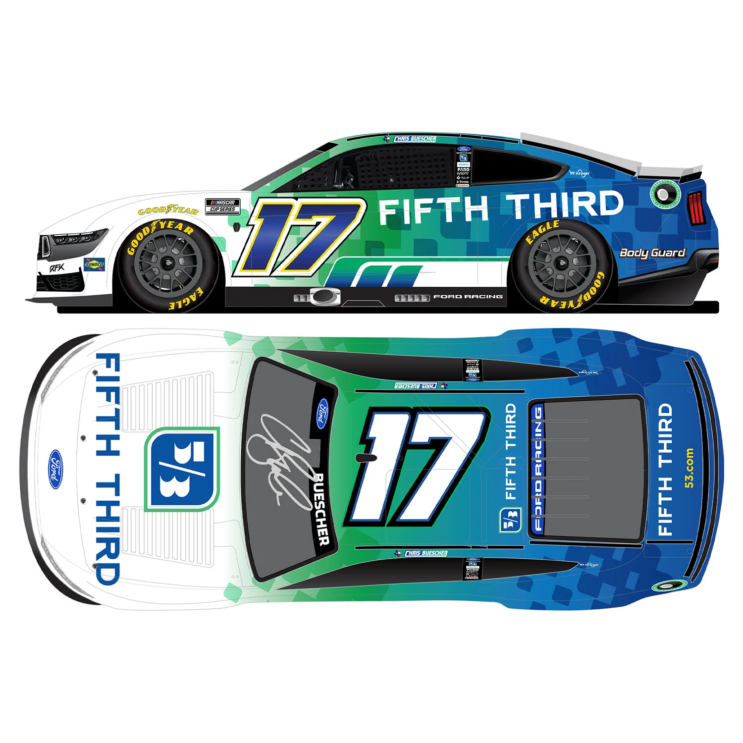 Chris Buescher Autographed Fifth Third 1:24 Standard 2026 Diecast Car Preorder - Currently Projected September - Image 2