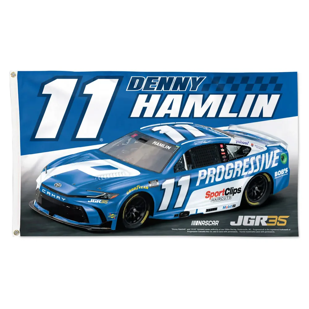 Denny Hamlin 2026 Progressive #11 Car 3x5 Flag