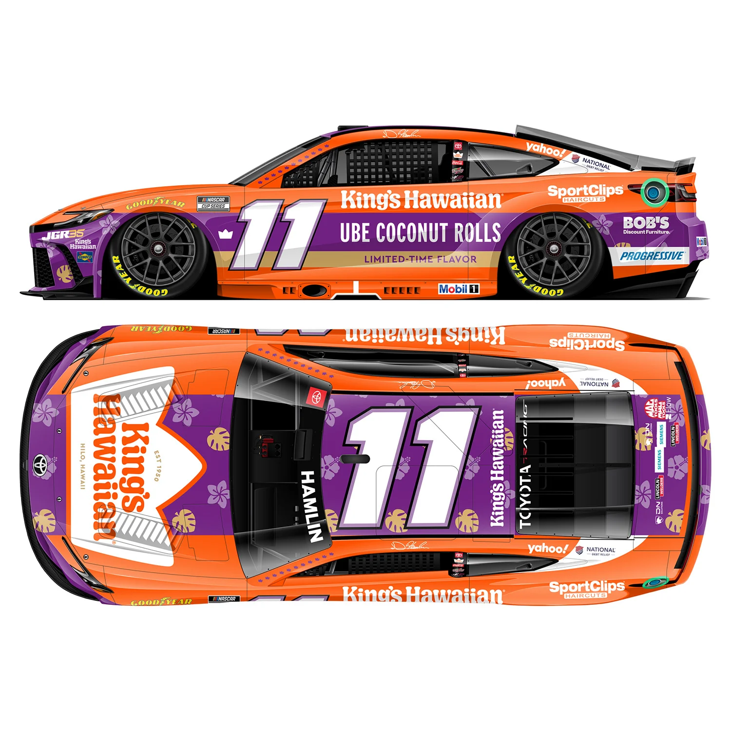 Denny Hamlin King's Hawaiian Ube Coconut Rolls 1:24 Standard 2026 Diecast Car Preorder - Currently Projected November