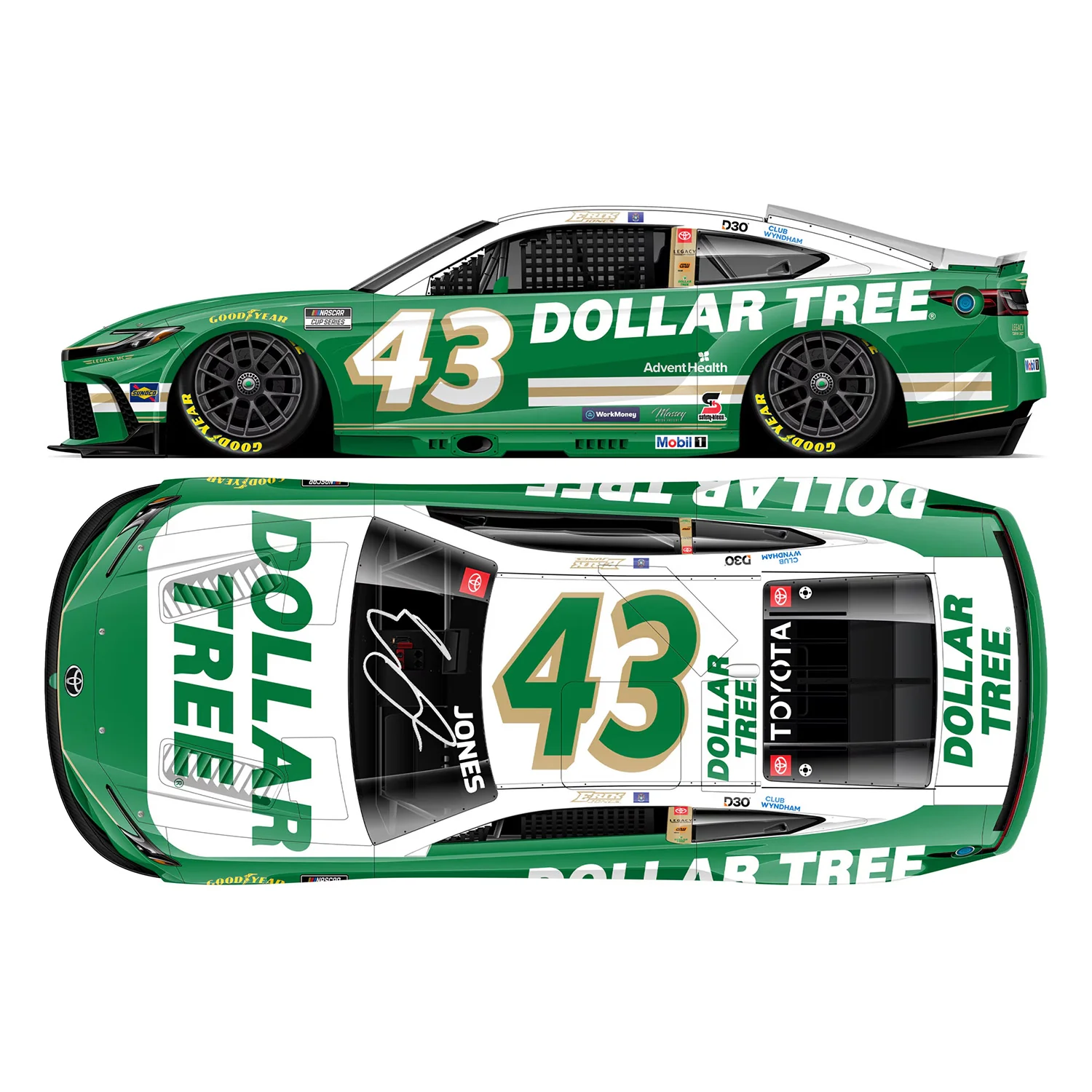 Erik Jones Autographed Dollar Tree 1:24 Standard 2026 Diecast Preorder - Currently Projected October