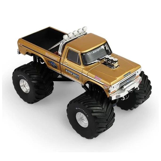 Greenlight 1:43 Kings Of Crunch #1 Bigfoot 50th Anniversary - 1979 Ford F-250 Monster Truck – Gold Metallic - Image 4