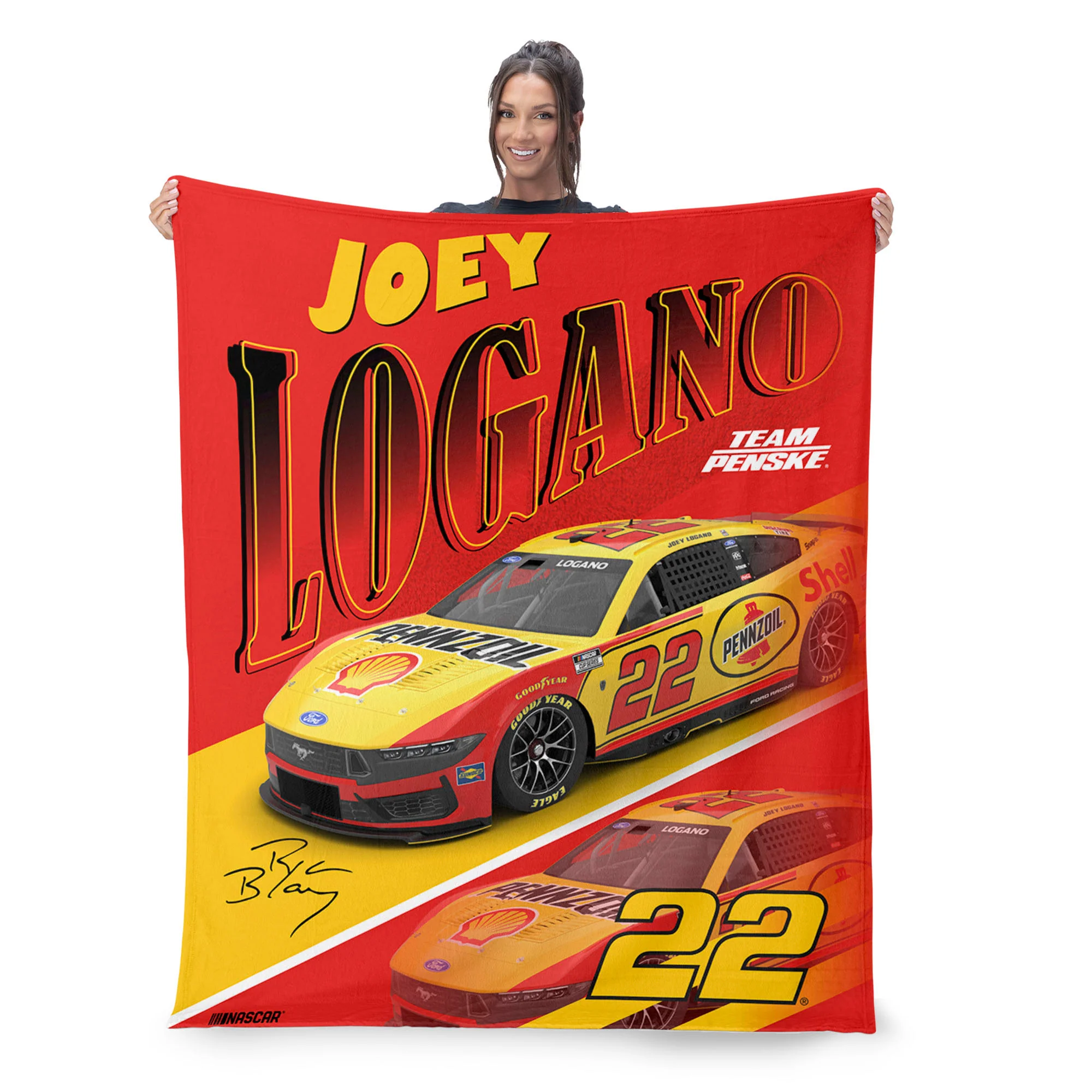 Joey Logano 2026 Shell Pennzoil 46x60 Silk Touch Northwest Blanket Throw - Image 3