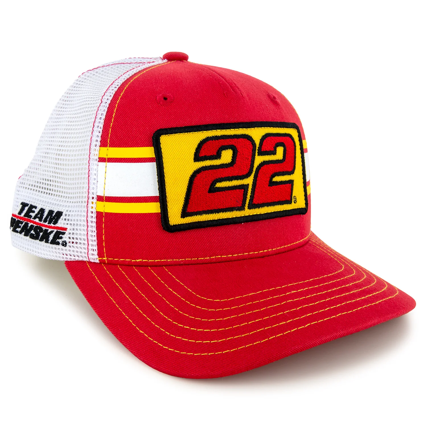 Joey Logano Striped #22 Mesh Hat Red/White - Image 3