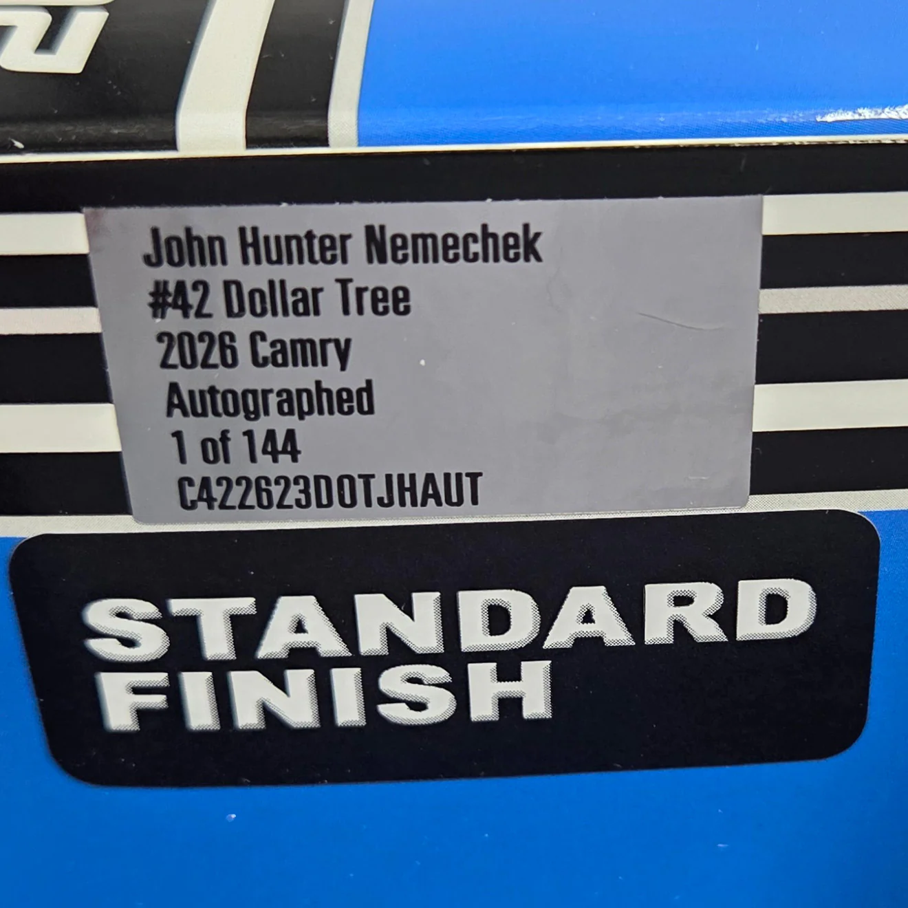 John Hunter Nemechek Autographed Dollar Tree 1:24 Standard 2026 Diecast Car - Image 3