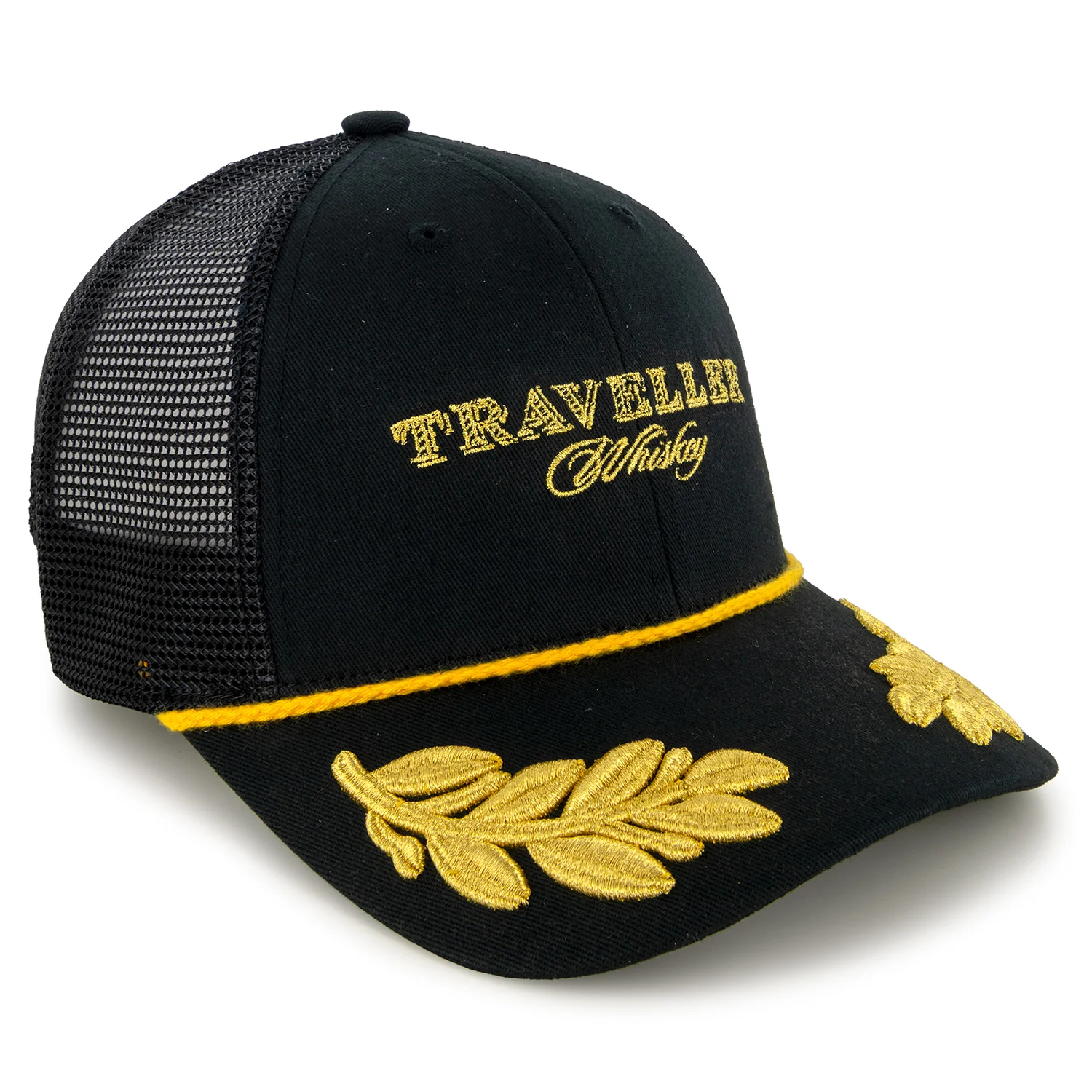 Justin Allgaier Traveller Whiskey #40 JRM Gold Leaf Snapback Mesh Hat Black - Image 3