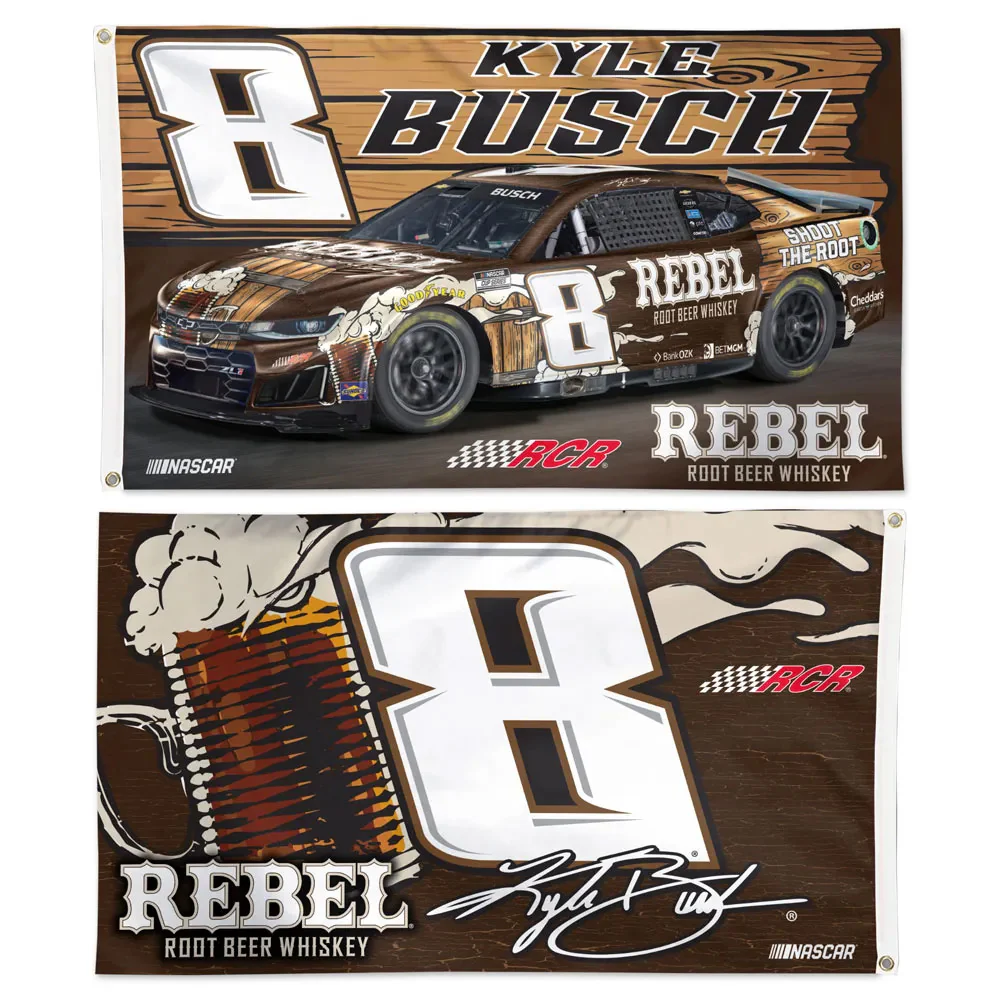 Kyle Busch 2026 Rebel Bourbon Two-Sided NASCAR 3x5 Flag
