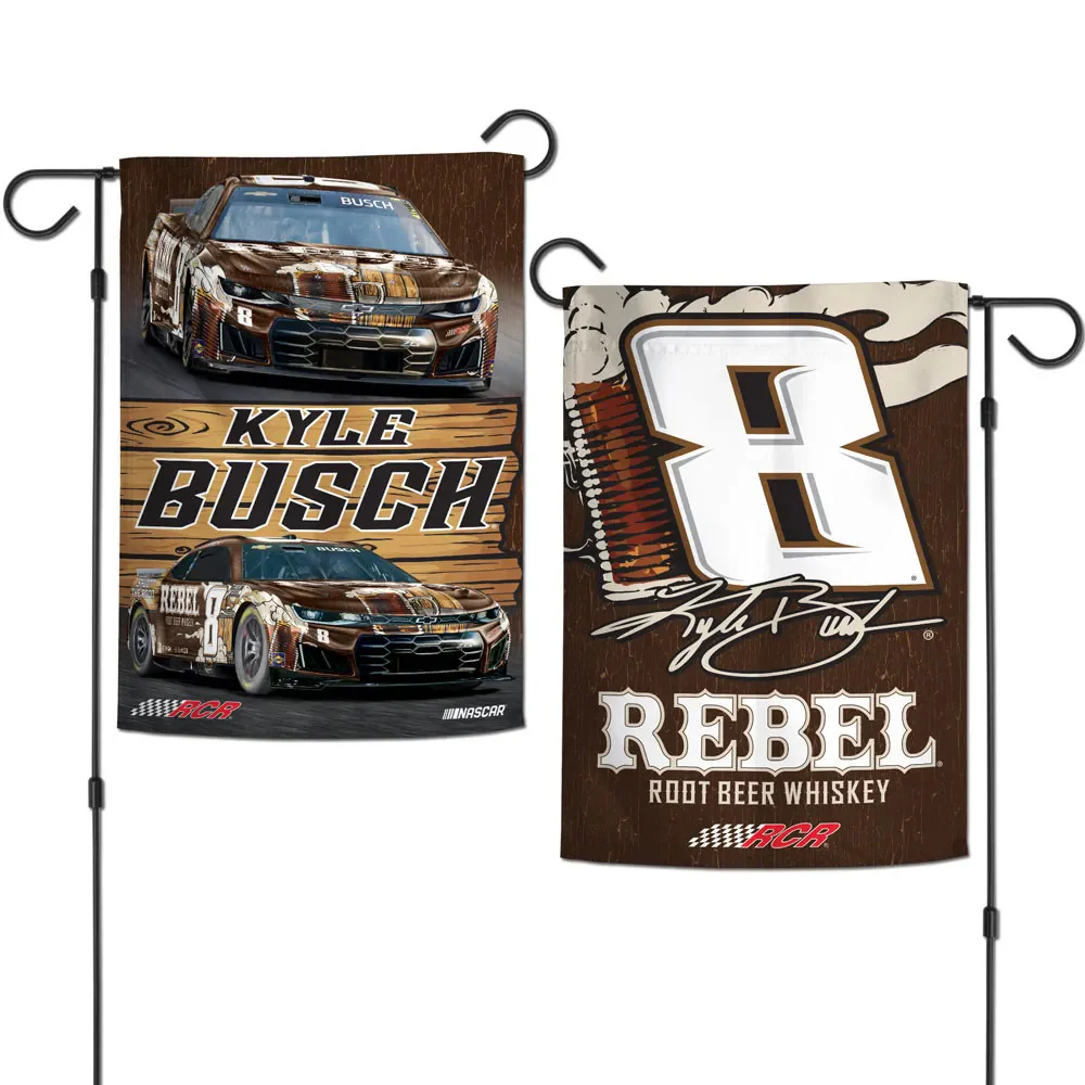 Kyle Busch 2026 Rebel Root Beer Whiskey Two Sided 12x18 Garden Flag
