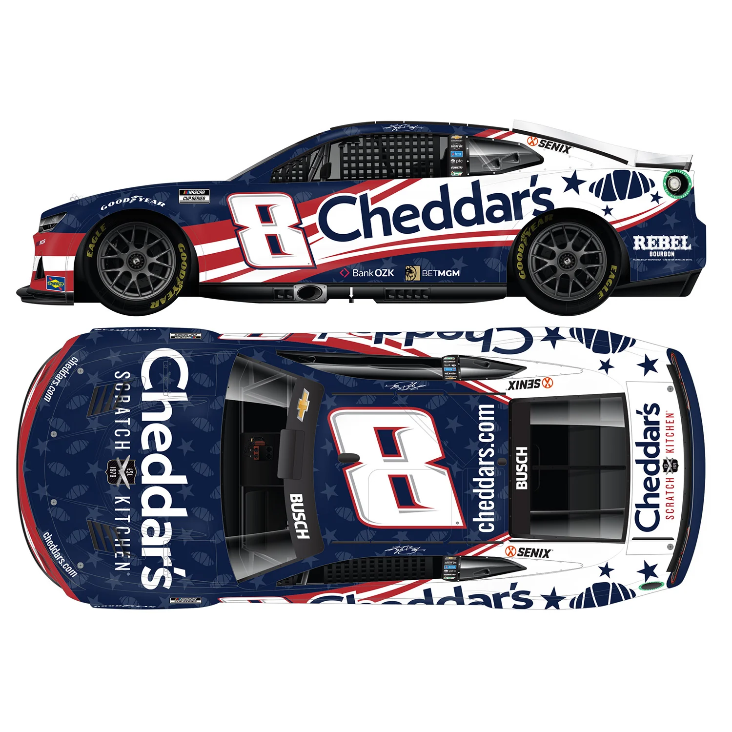 Kyle Busch ELITE Cheddar's Salutes Patriotic 1:24 2025 Diecast Car