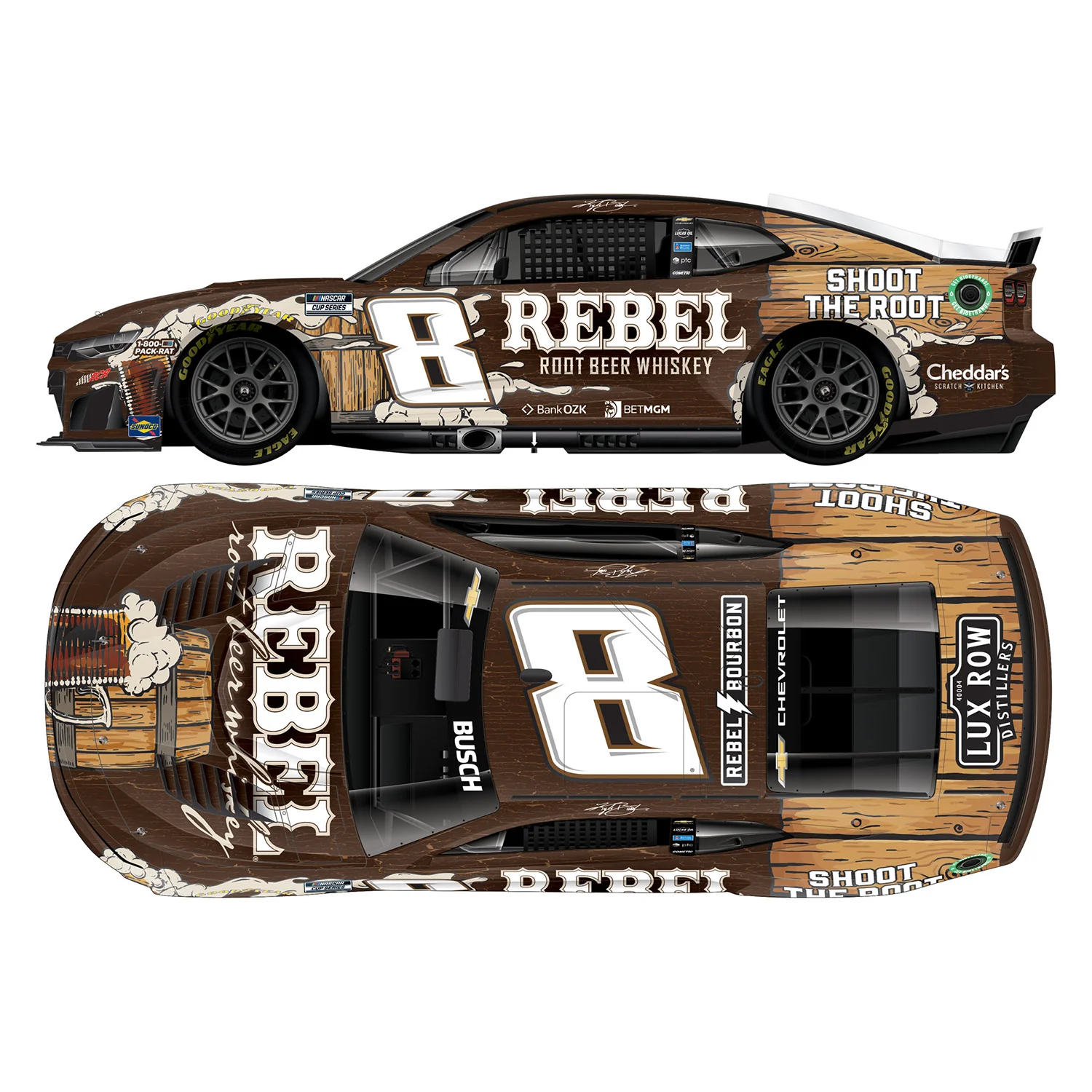 Kyle Busch ELITE Rebel Root Beer Whiskey 1:24 2026 Diecast Car Preorder - Currently Projected September - Image 2