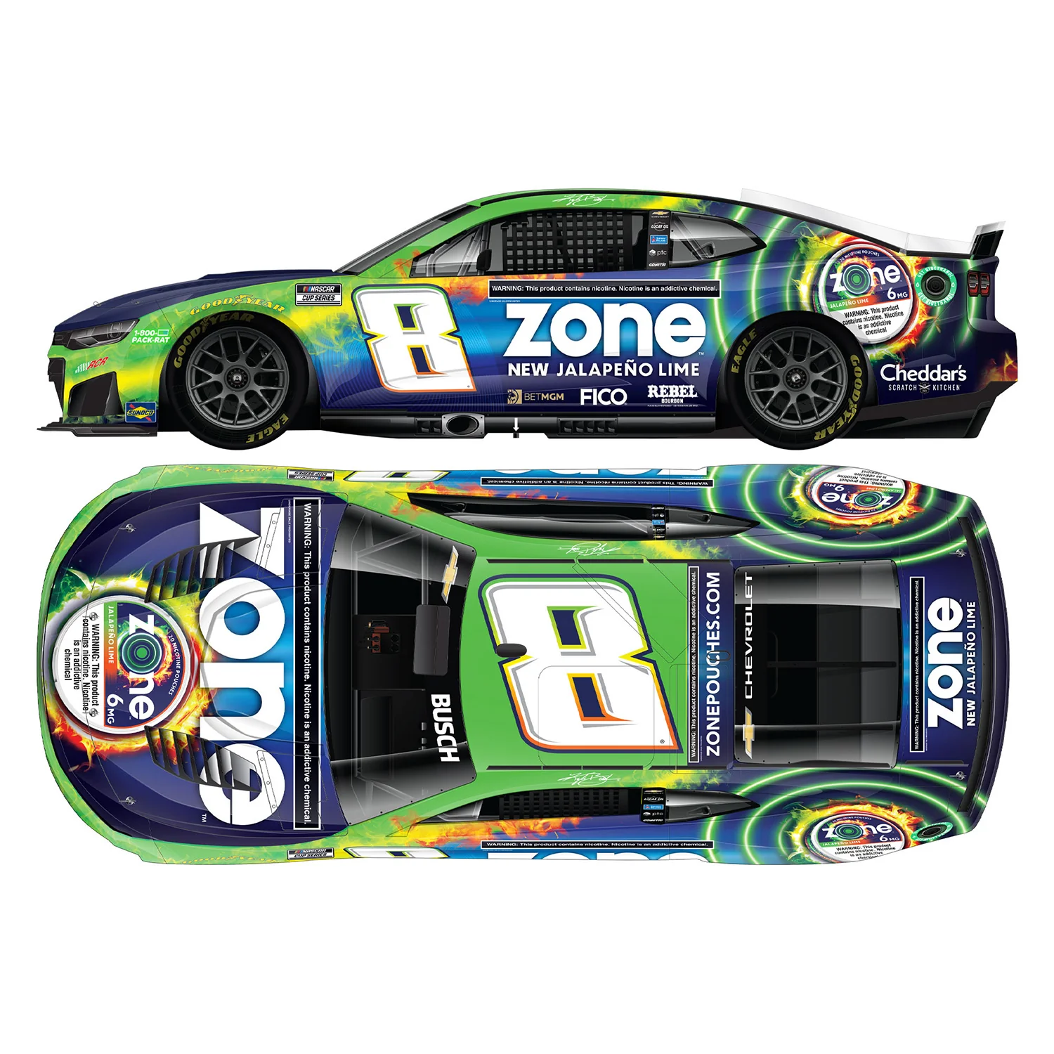 Kyle Busch ELITE Zone Jalapeno Lime 1:24 2026 Diecast Car Preorder - Currently Projected September - Image 2