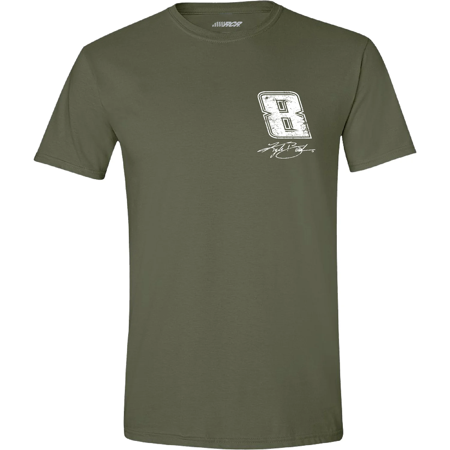 Kyle Busch Military Green #8 Patriotic Flag T-Shirt - Image 2