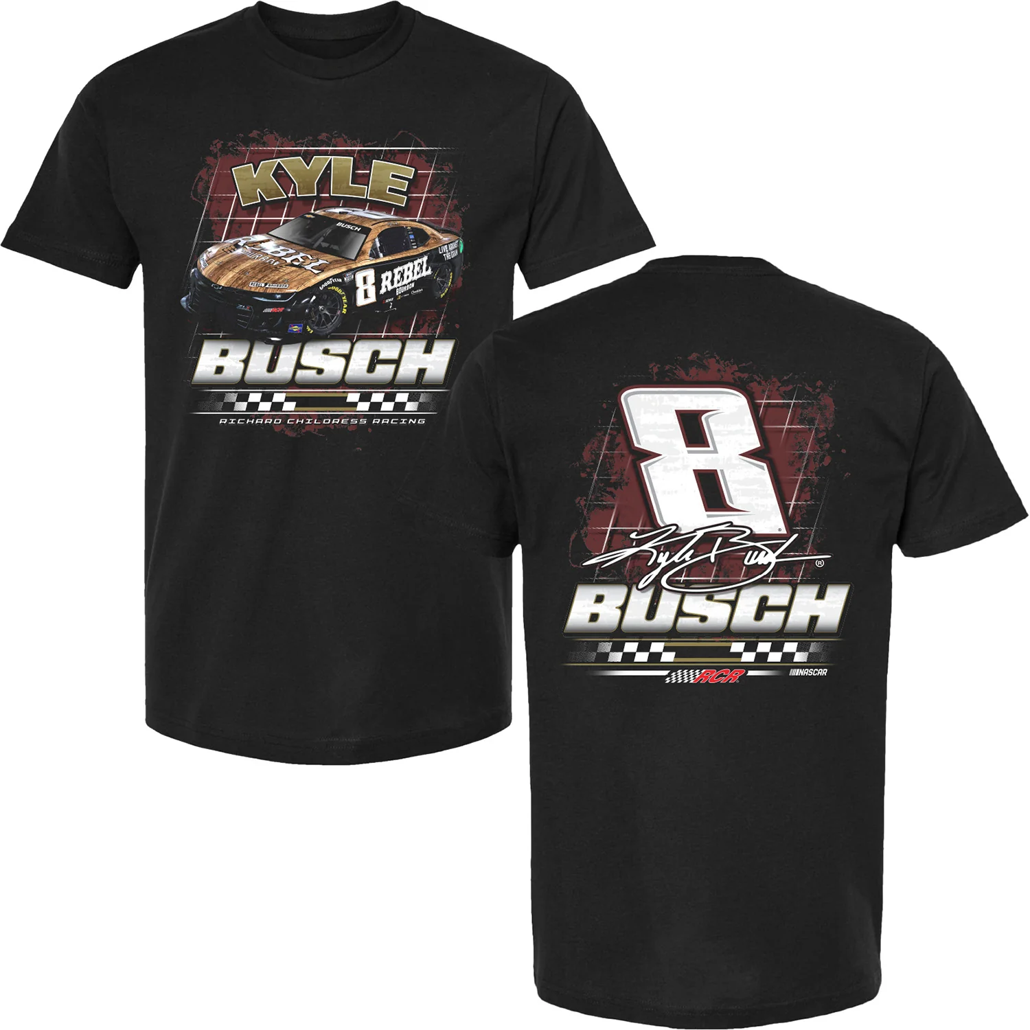 Kyle Busch Rebel Bourbon 2-Spot T-Shirt Black
