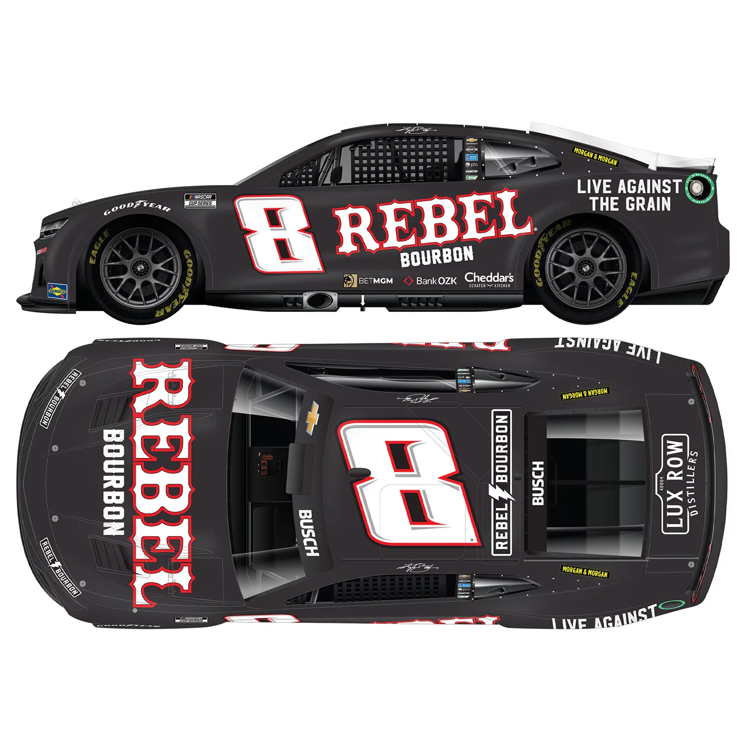 Kyle Busch Rebel Bourbon Special Black 1:24 Standard 2025 Diecast Car - Image 2