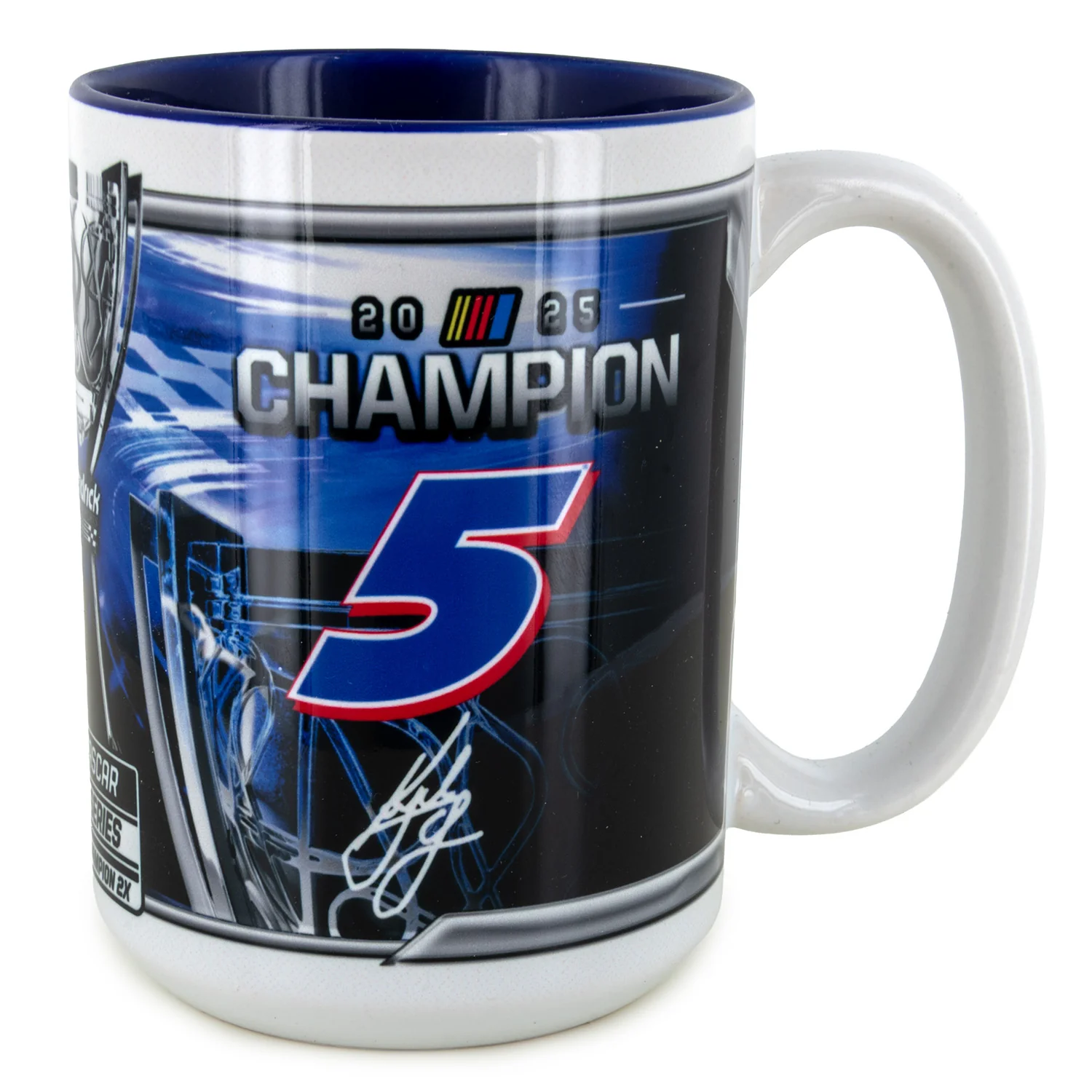 Kyle Larson 2025 NASCAR 2X Champion Coffee Mug 15oz With Color Interior - Image 2