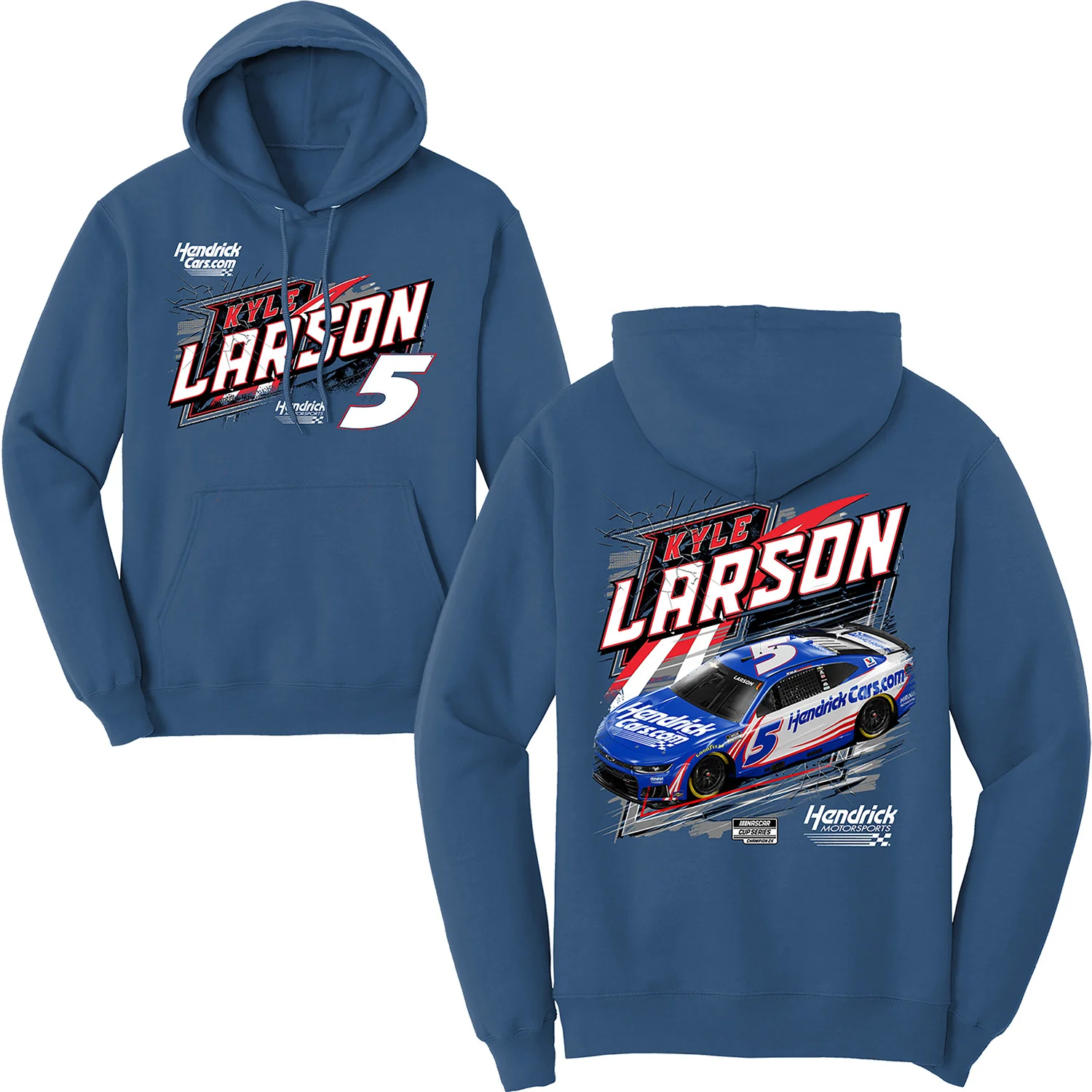 Kyle Larson 2026 HendrickCars Neptune Blue 2-Spot Classic Ink Hoodie