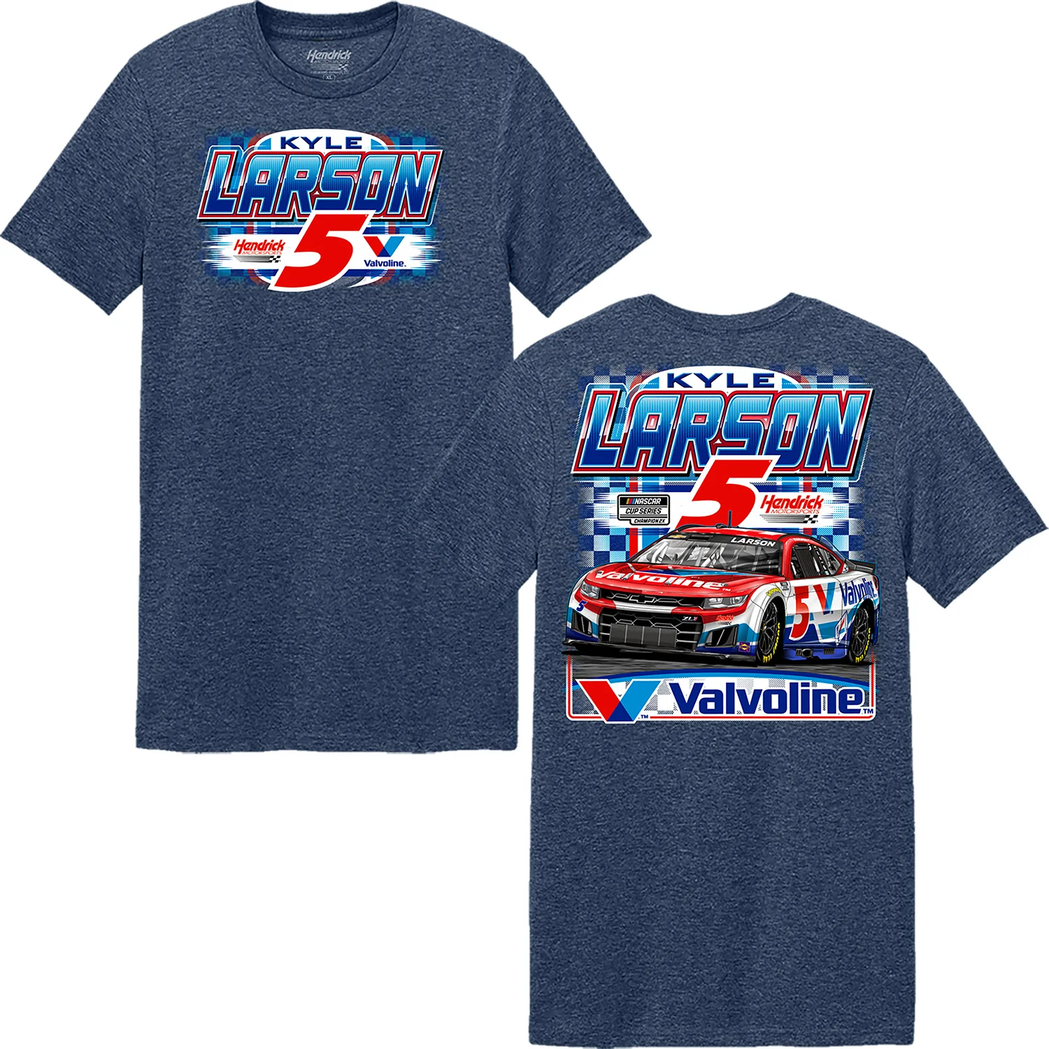 Kyle Larson 2026 Valvoline Heather Navy 2-Spot Classic Ink T-Shirt Blue