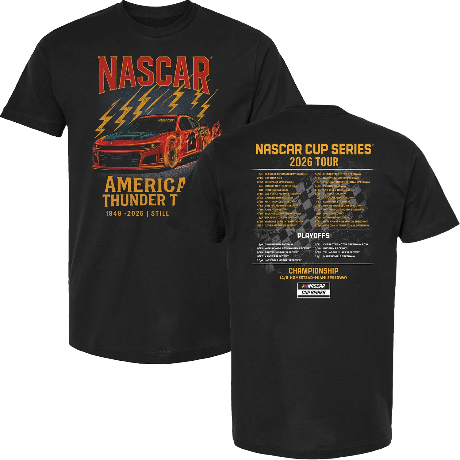 NASCAR 2026 Cup Series Schedule T-Shirt Black - Sale