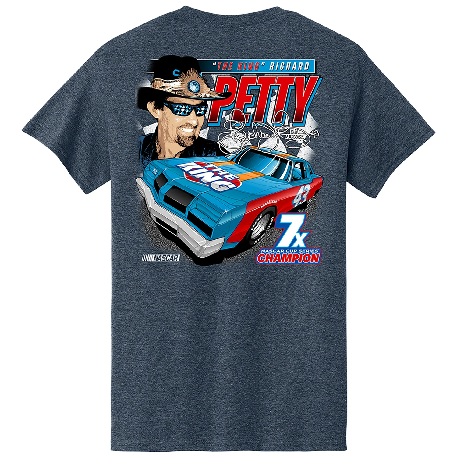 Richard Petty 2026 The King #43 Heather Navy 2-Spot Classic Ink T-Shirt Preorder - Ships Within 2-3 Weeks - Image 3