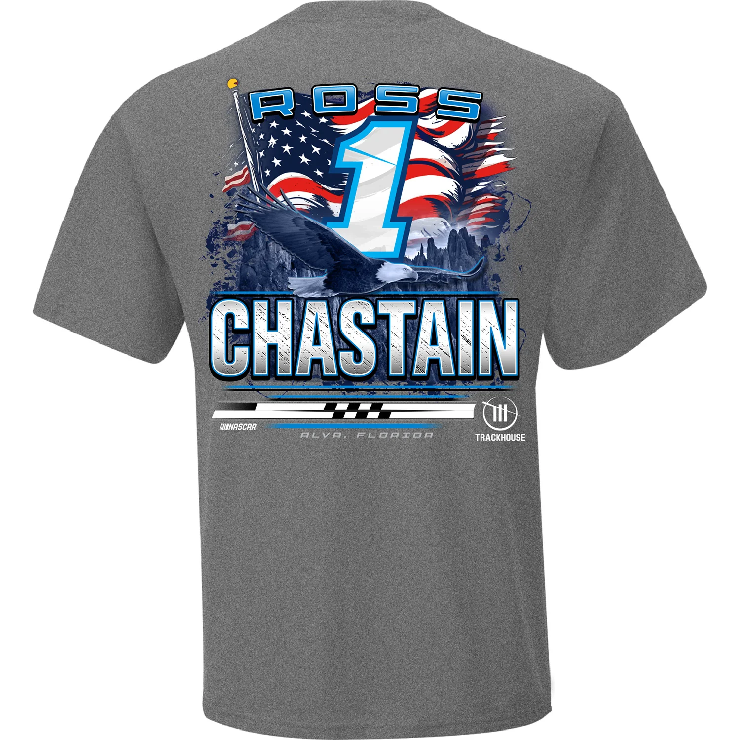 Ross Chastain 2026 Busch Light Patriotic Eagle Car 2-Spot Exclusive T-Shirt Gray - Image 3