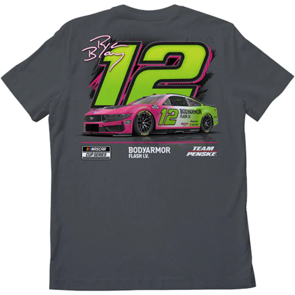 Ryan Blaney 2026 BodyArmor Flash IV 2-Spot Classic Ink T-Shirt Gray Preorder - Ships Within 2-3 Weeks - Image 3