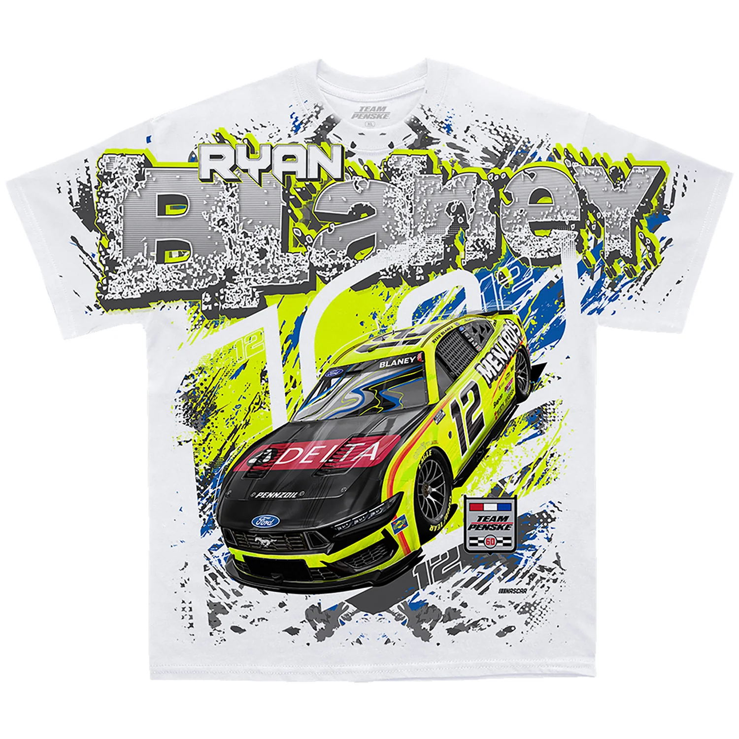 Ryan Blaney 2026 Menards / Delta Total Print Classic Ink T-Shirt White - Image 2