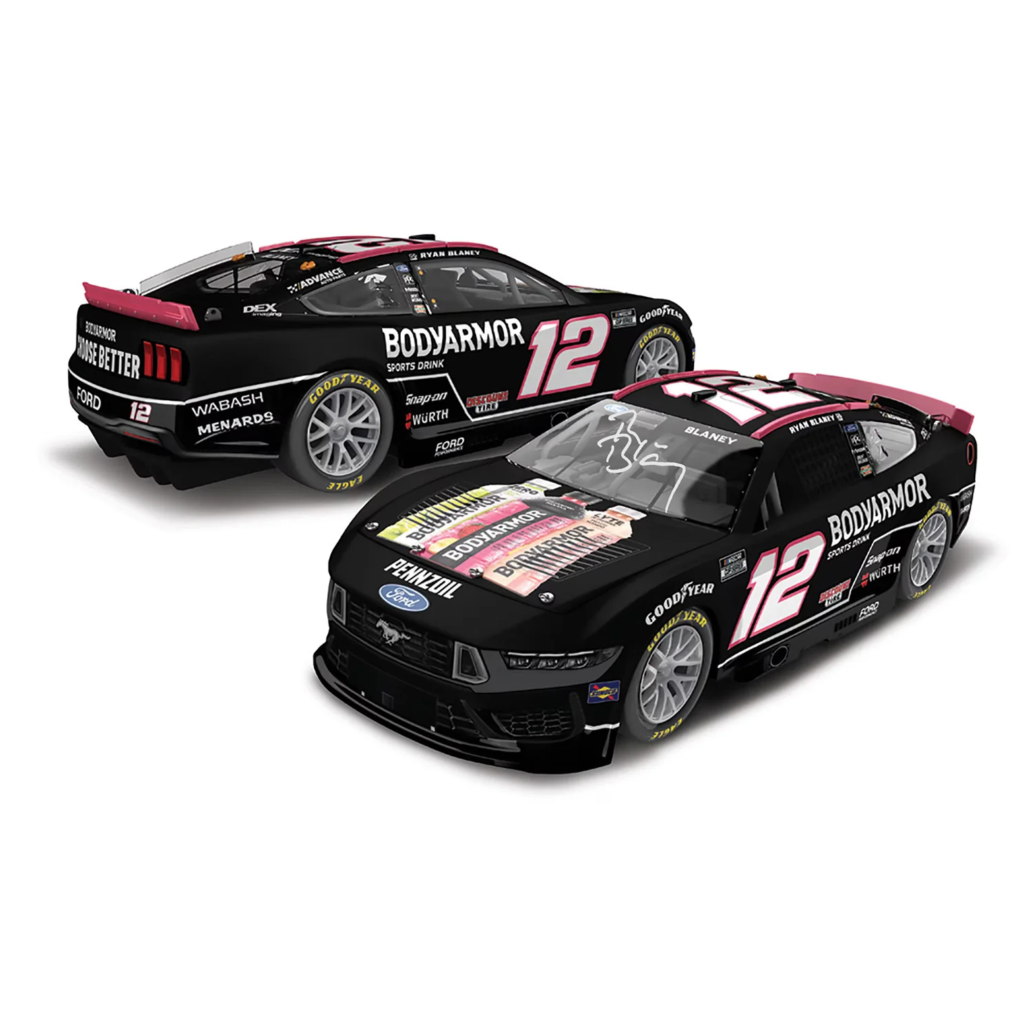 Ryan Blaney Autographed BodyArmor Black 1:24 Standard 2025 Diecast Car Preorder - Currently Projected May
