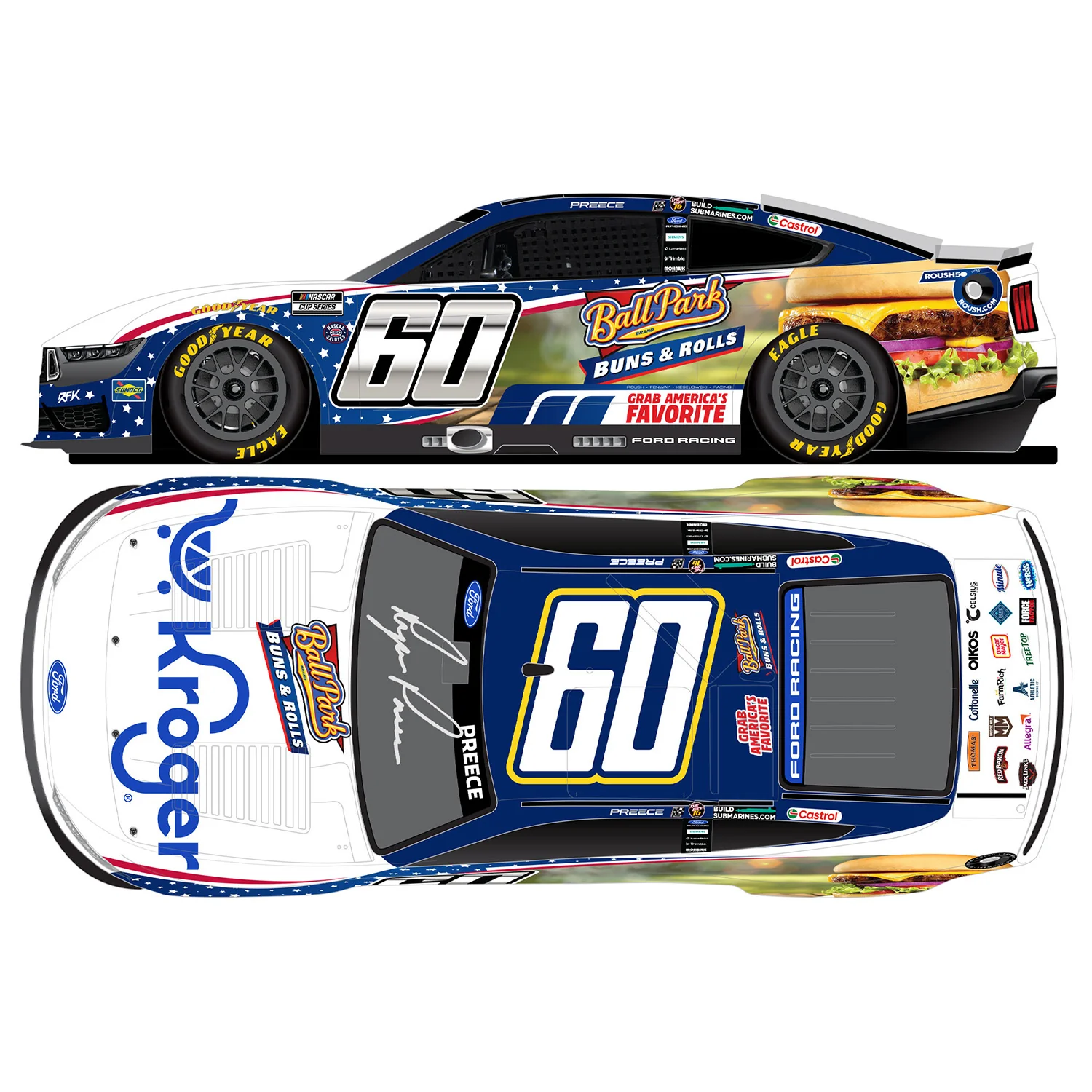 Ryan Preece Autographed Kroger / Ball Park 1:24 Standard 2026 Diecast Car Preorder - Currently Projected December