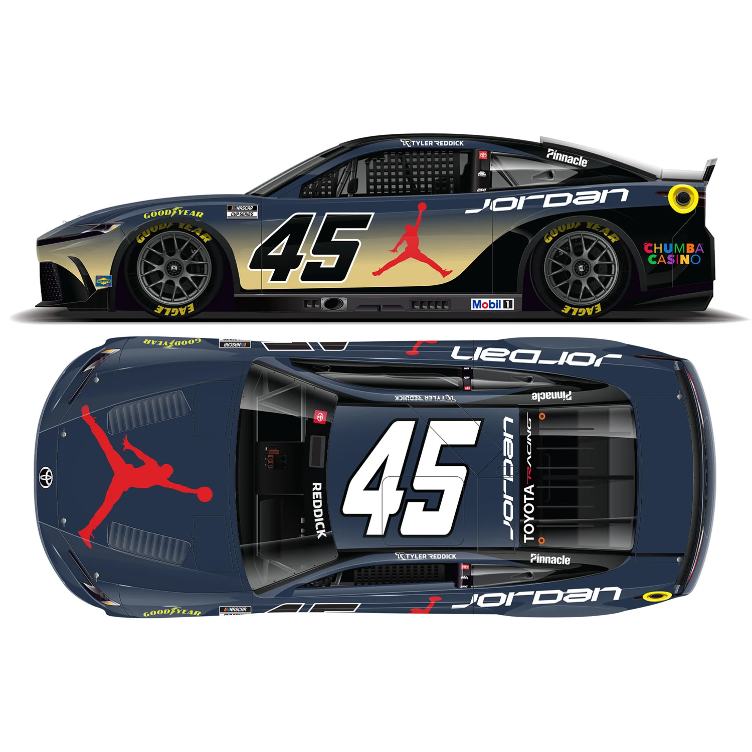 Tyler Reddick Jordan Brand Phoenix 1:24 Color Chrome 2026 Diecast Car Preorder - Currently Projected October - Image 2
